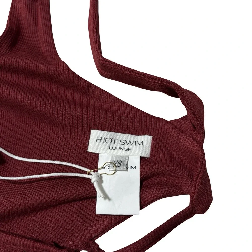 NWT Riot Swim‎ Lounge Square Neck Back Tie Tank Top Red Size XS